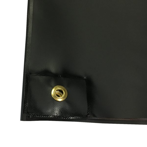 20 oz. New Black Vinyl Tarp: Grommet Close-Up 1